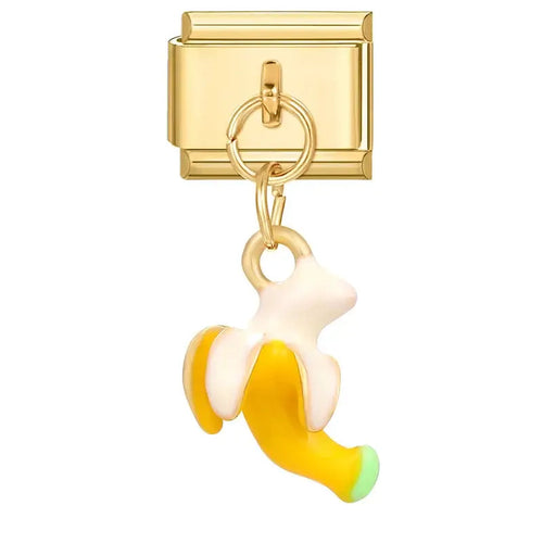 Charm banane dorée en acier inoxydable pour bracelet italien Talisame