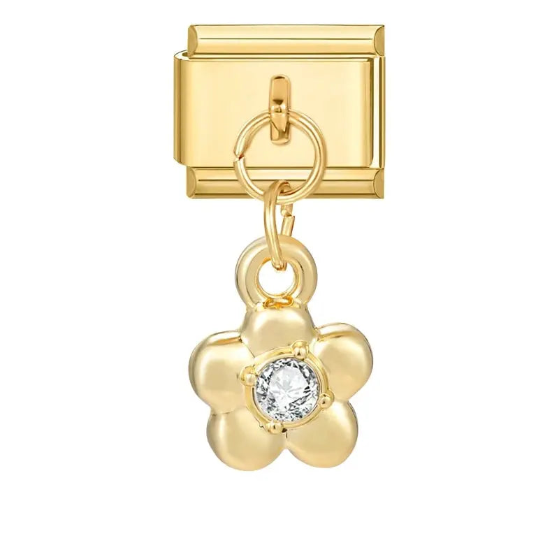 Charm fleur d'or en acier inoxydable pour bracelet italien Talisame