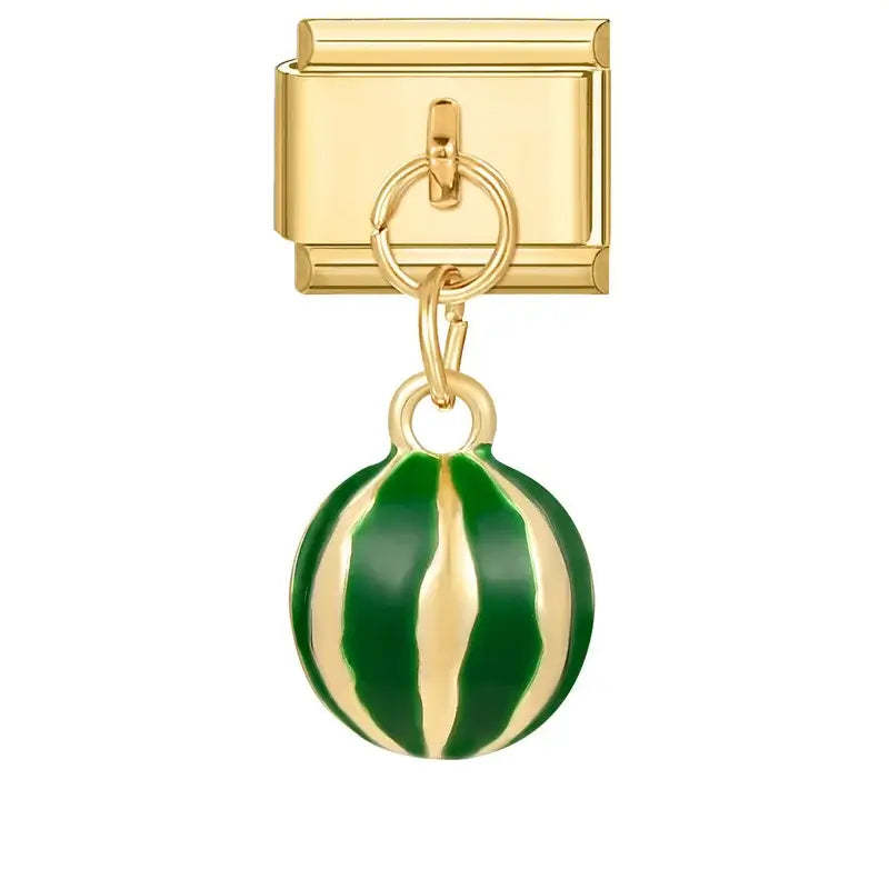Charm pastèque dorée en acier inoxydable pour bracelet italien Talisame